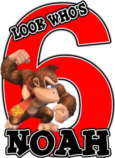 Donkey Kong Monkey Birthday Party Iron On Shirt ( OR DIY FILETransfer ) Custom Donkey Kong Monkey birthday shirt Patch Appliqué