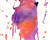 Original  Chicago, Illinois watercolor state love map. Drips. Splatter. Abstract. PRINT 8.5x11