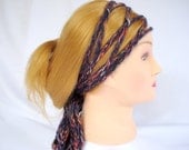 Crochet head scarf head wrap, Gypsy Hippie trellis hair band, Mesh headband, Skinny headscarf headwrap Womens hair accessory Gift under 10
