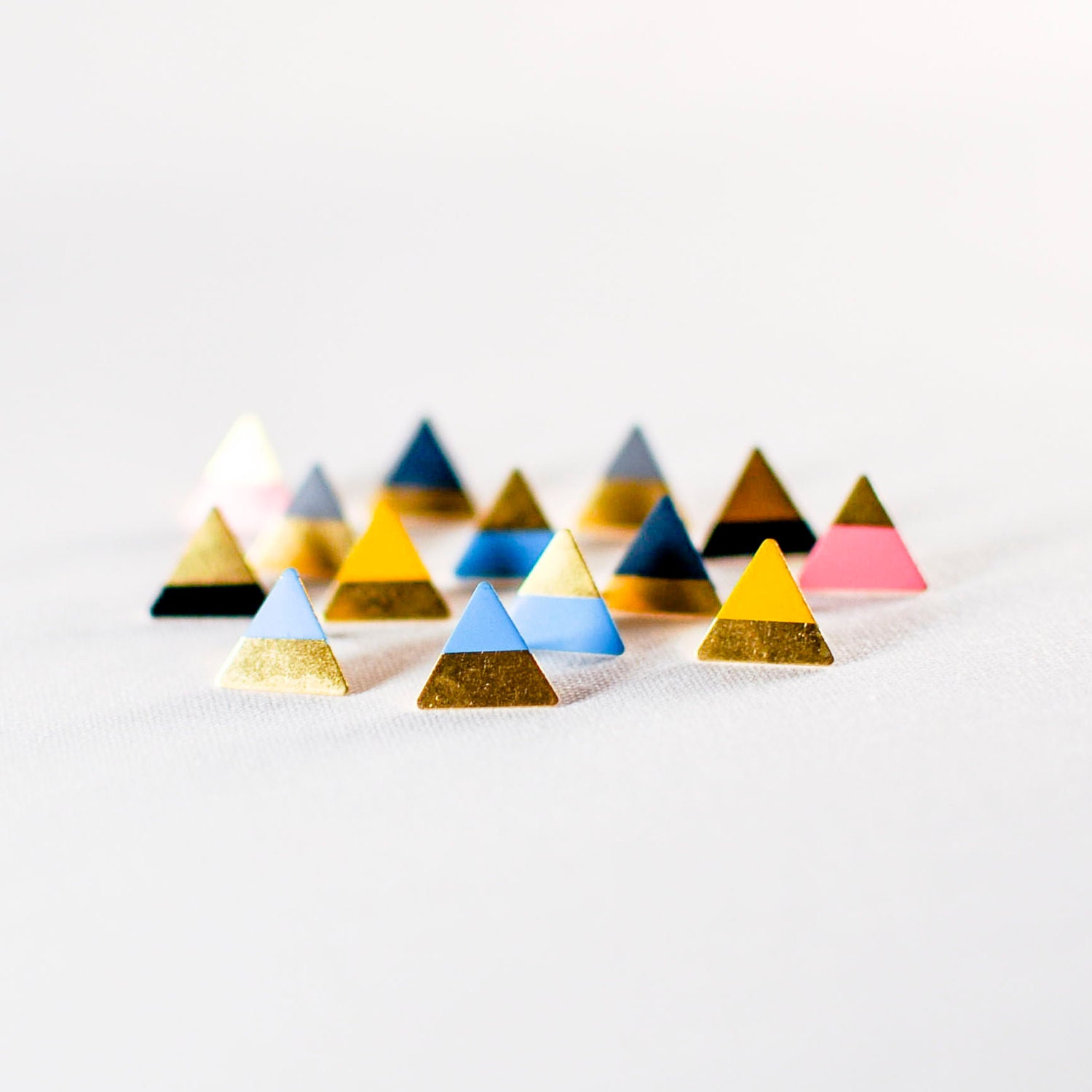 Custom Color Mini Mountains /  Hand Painted Color Dipped Geometric Stud Earrings - GracefulHunter