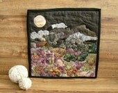 Quilted Wall hanging, Landscape quilt,  fiber art, thread painting, Wall art, Wall decor, Raw edge applique