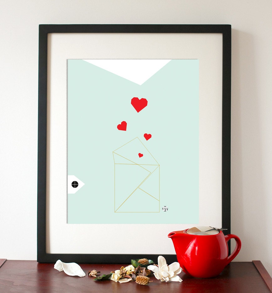 Love Letter - Simple Modern Geometric wall print - 8 1/2"x11" - Personalized