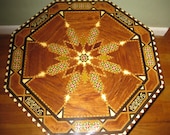 Hand Made, One of a Kind, Middle Eastern Wood Inlay Gaming Table with Inscription