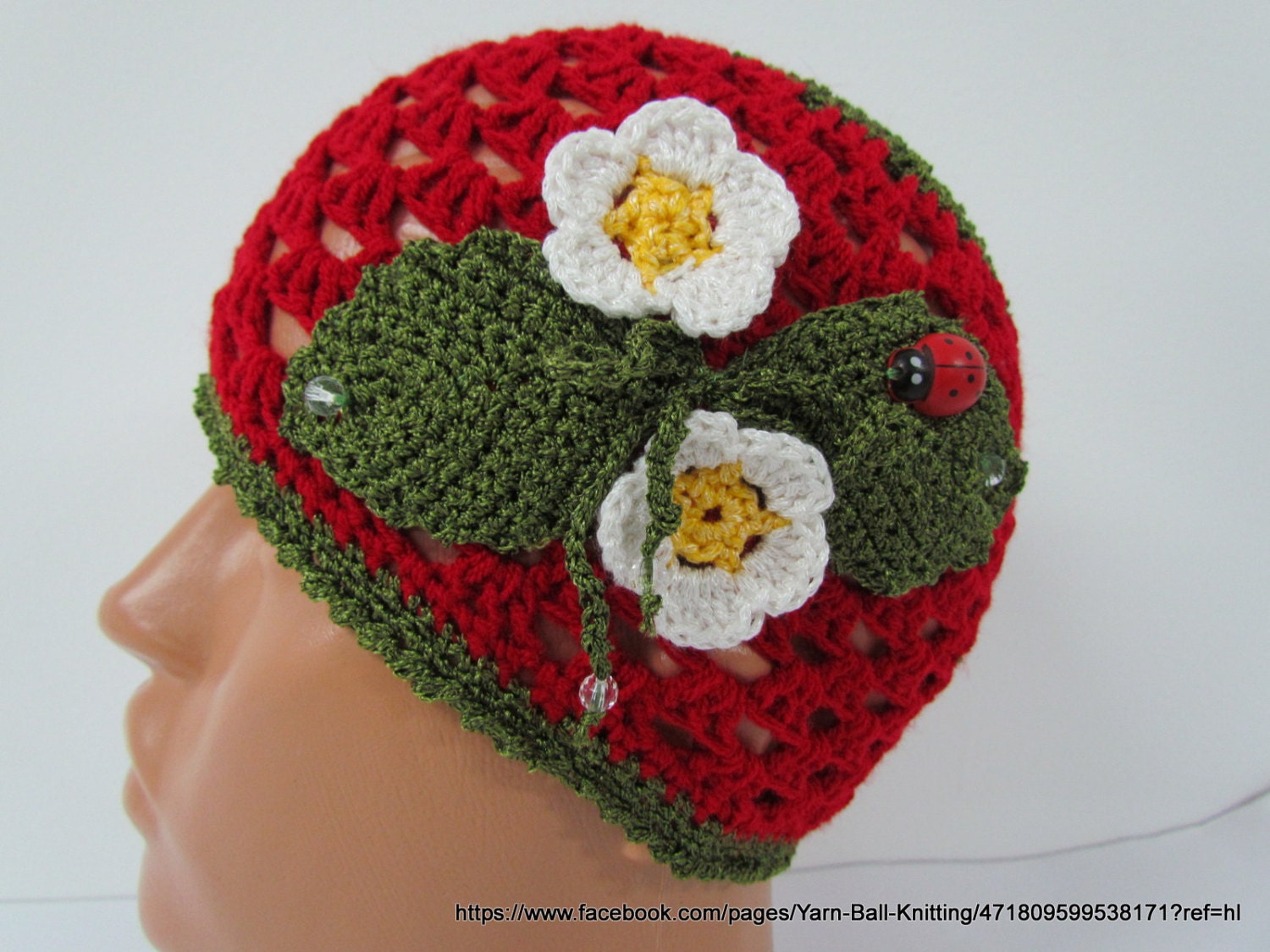Crocheted Children's Hats, Girls Hat, With a Brim Hat Flowers, Spring hat, Brim Hat, Girls Strawberry Hat, Cloche Hat Girls