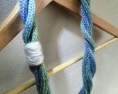 Handmade knit wool necklace - aqua & mint color knit necklace