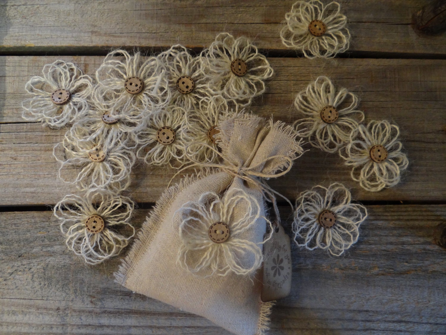 Wedding Favor Bags Shabby Chic Country Wedding Bridal Shower Gifts Handmade Burlap Flowers