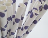 25 PURPLE Polka Dot Paper Straws - ships less than 24 hours Il_170x135