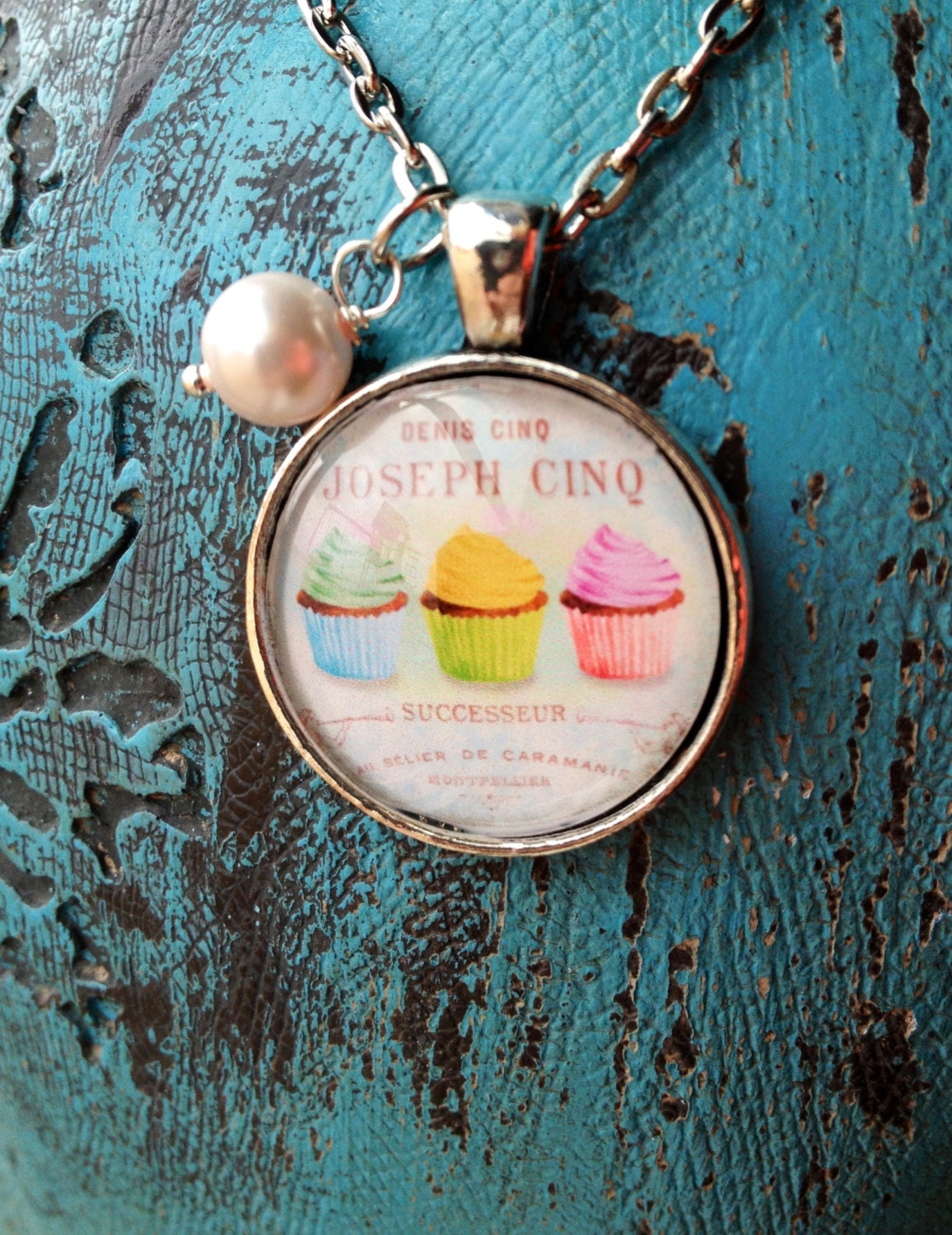 Vintage French Cupcake Necklace