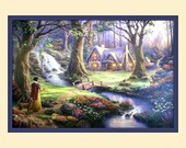 Double Matted Thomas Kinkade Disney Snow White Discovers the Cottage  Print 11 x 14 overall 8 x 12 image 100% Gaurantee FREE SHIP