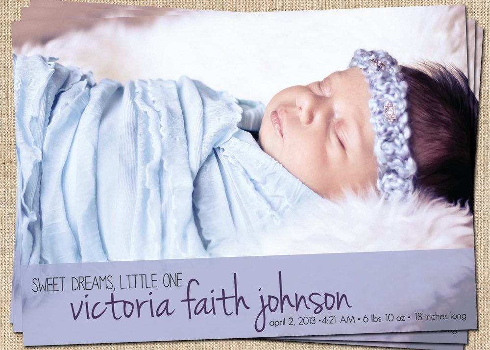 Baby Announcement (Sweet Dreams Little One) Baby Girl, Baby Boy Printable Birth Announcement