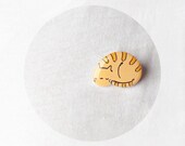 Orange cat - orange red summer cat fashion - hand painted polymer clay brooch rusteam