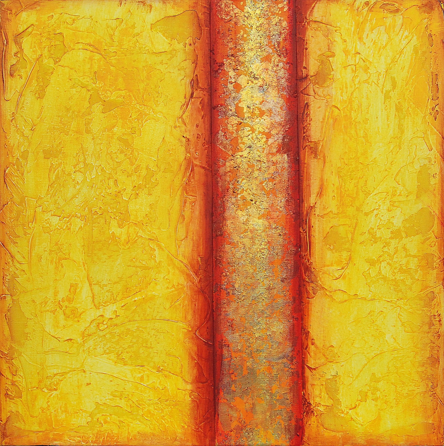 Abstract acrylic painting modern original fine art Textured yellow gold Acrylic on canvas Titled..Golden Path 2..size.18X18 By Ava Avadon