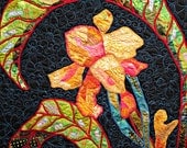 Canna, giclee print from original abstract fiber art wall hanging, open edition, 4" X 6"