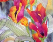 CANNAS giclee print of original art, abstract, illustration, nature, reproduction 4" X 6"