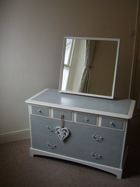Vintage STAG Dressing table/Chest of Drawers with Mirror, recreated in a Shabby chic ,retro style