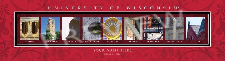 Personalized University of Wisconsin Framed Letter Art Print - Custom College Print - NCAA-CLA