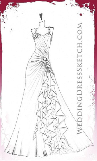 Custom Wedding Dress Sketch - Personalized Bridal Gown Illustration