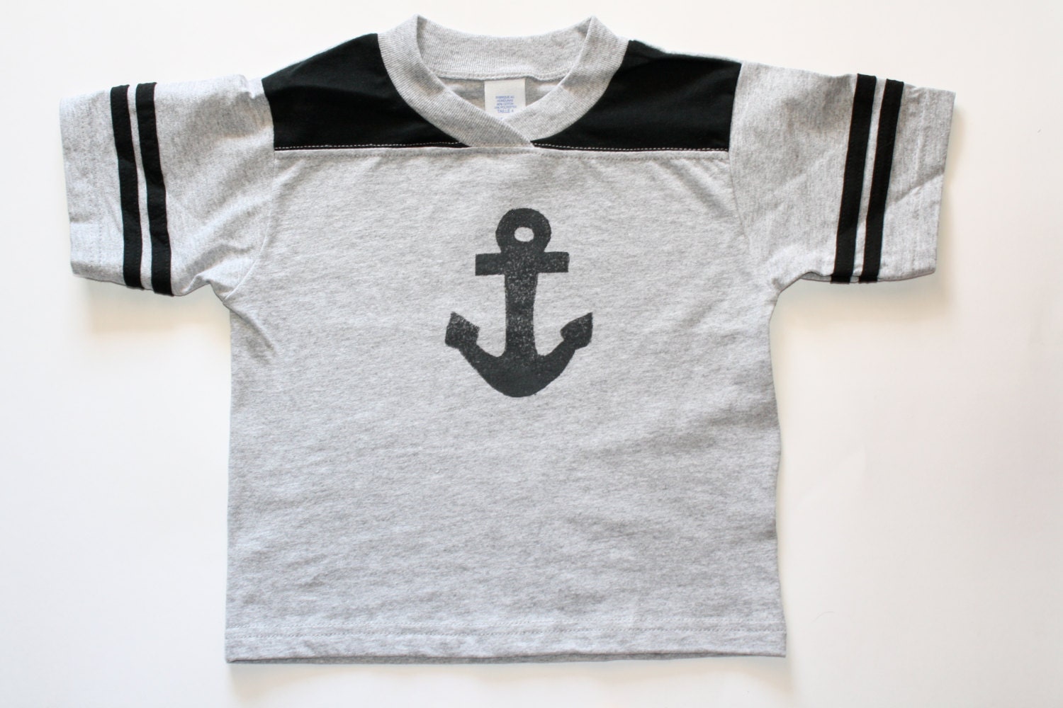 Nautical Anchor Rugged Football, Baseball Tshirt Top for baby Toddler Children Big Kids Boys Girls, Choose Blue, Pink, Red or Black as shown