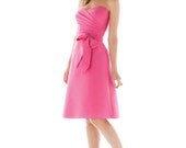 Custom handmade Short cheap satin coral bridesmaid dresses knee length prom dress