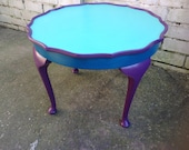 Oak table painted in Funky colours Mid Century solid wood and so Unique