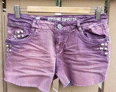 Silver Studded Pink Stone Wash Recycled Custom Handmade Denim Shorts Size 7