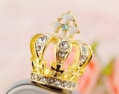 Rhinestone Crown phone charm ,phone plug,anti dust plug,earphone plugs,phone charm,cell phone charm