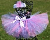 Pink and Purple Princess Tutu, Girls Tutu, Ballerina Tutu, Birthday Tutu, Easter Tutu, Dress Up Tutu, - Taffy Pink, Lavender Glitter, White