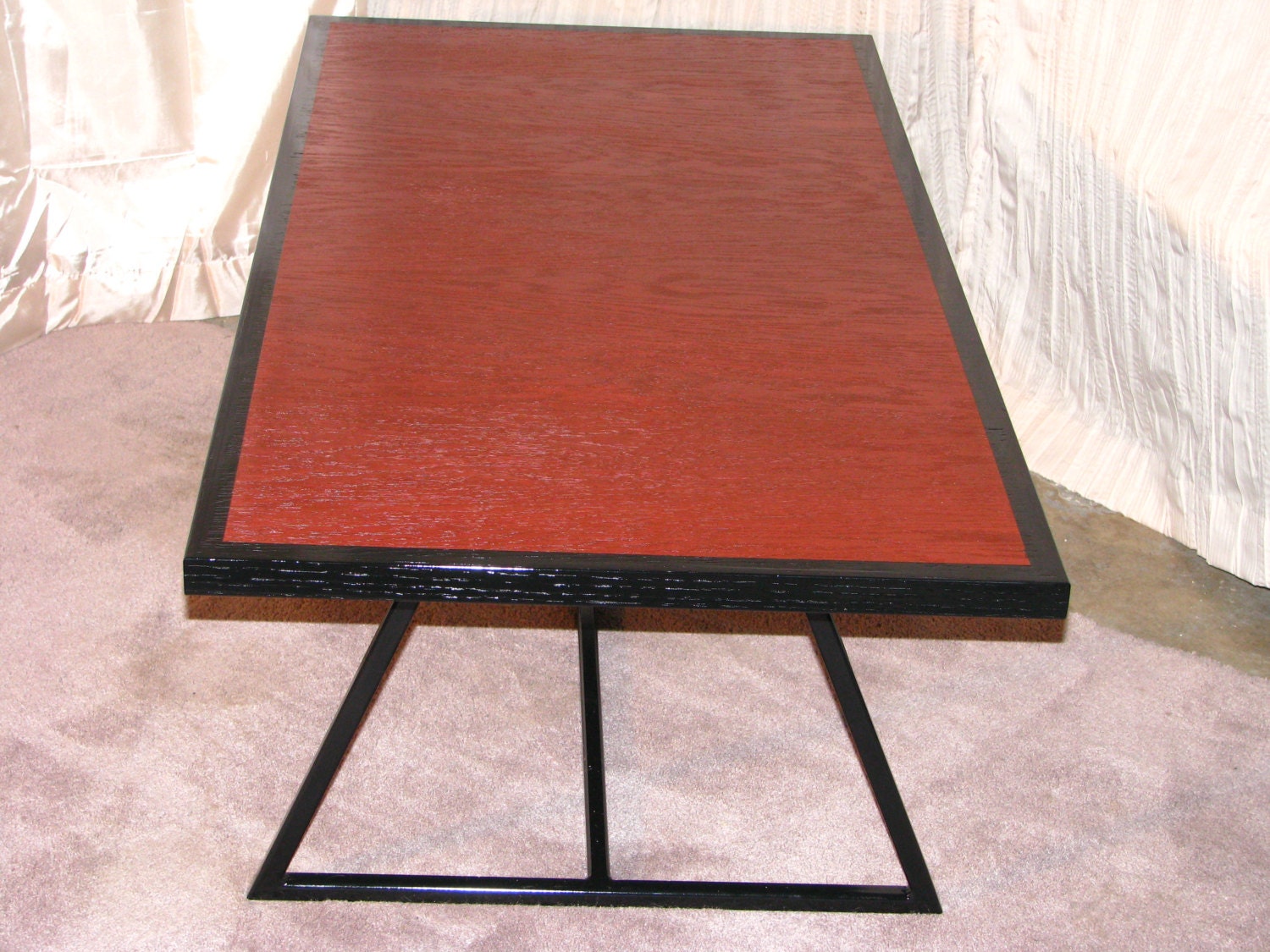 All natural red oak table metal frame
