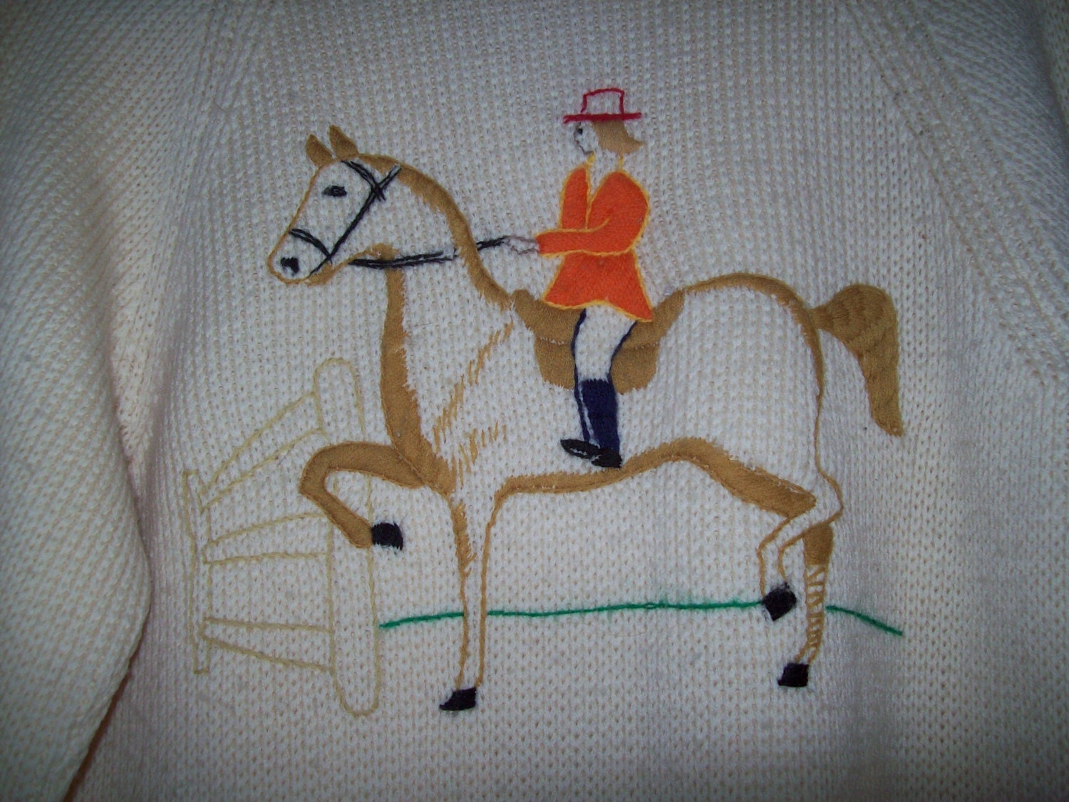 Dorce LeRoy 1960 Sweater  Equestrian Horse Theme Embroidered Cream Color Ladies Womens Cardigan Sweater Cad Men Chic Knitwear
