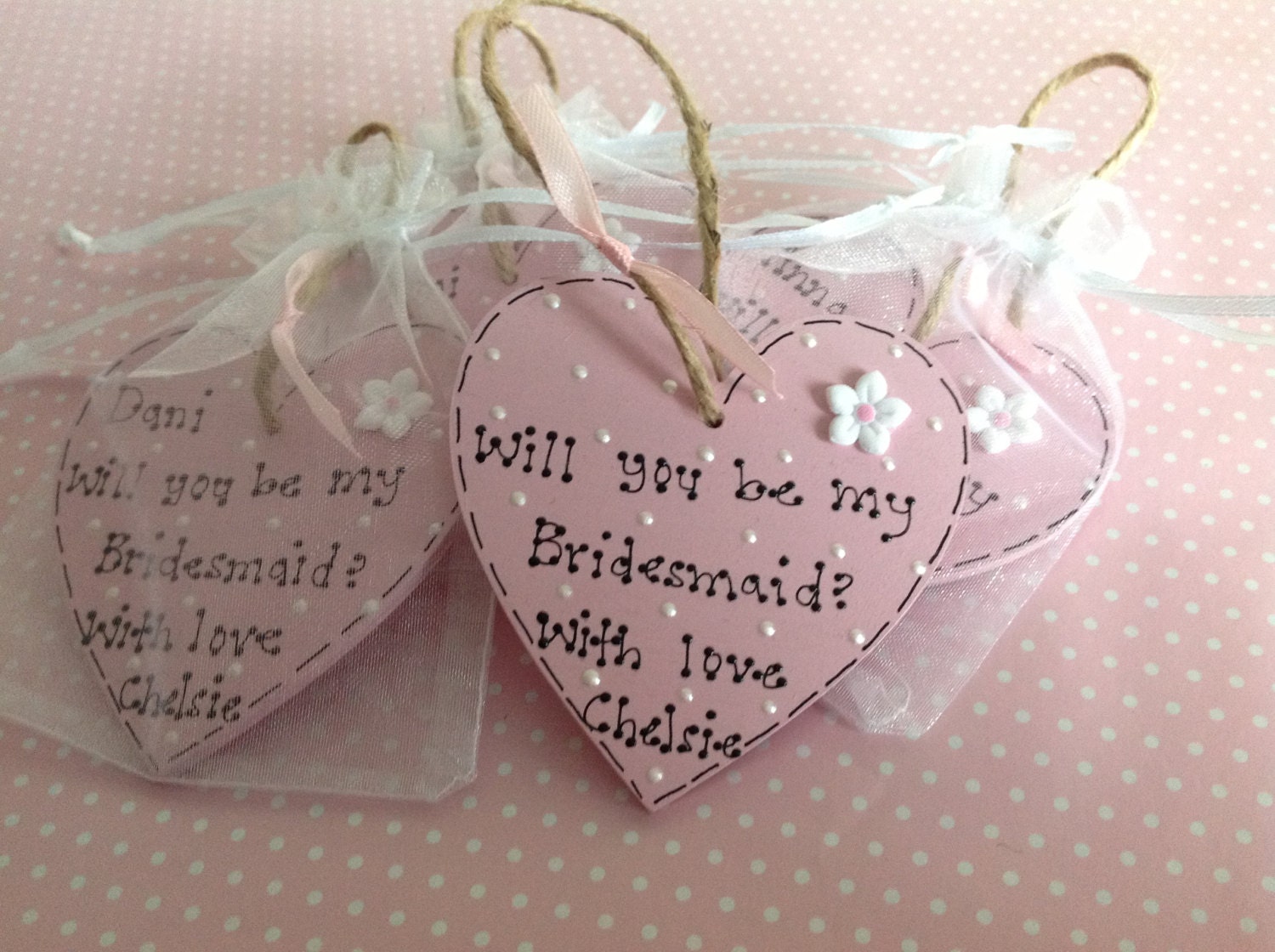 Personalised Cute Wooden Wedding Favour Keepsake- Bridesmaid Flower Girl Page Boy Gift - Any Message/Wording/Colour