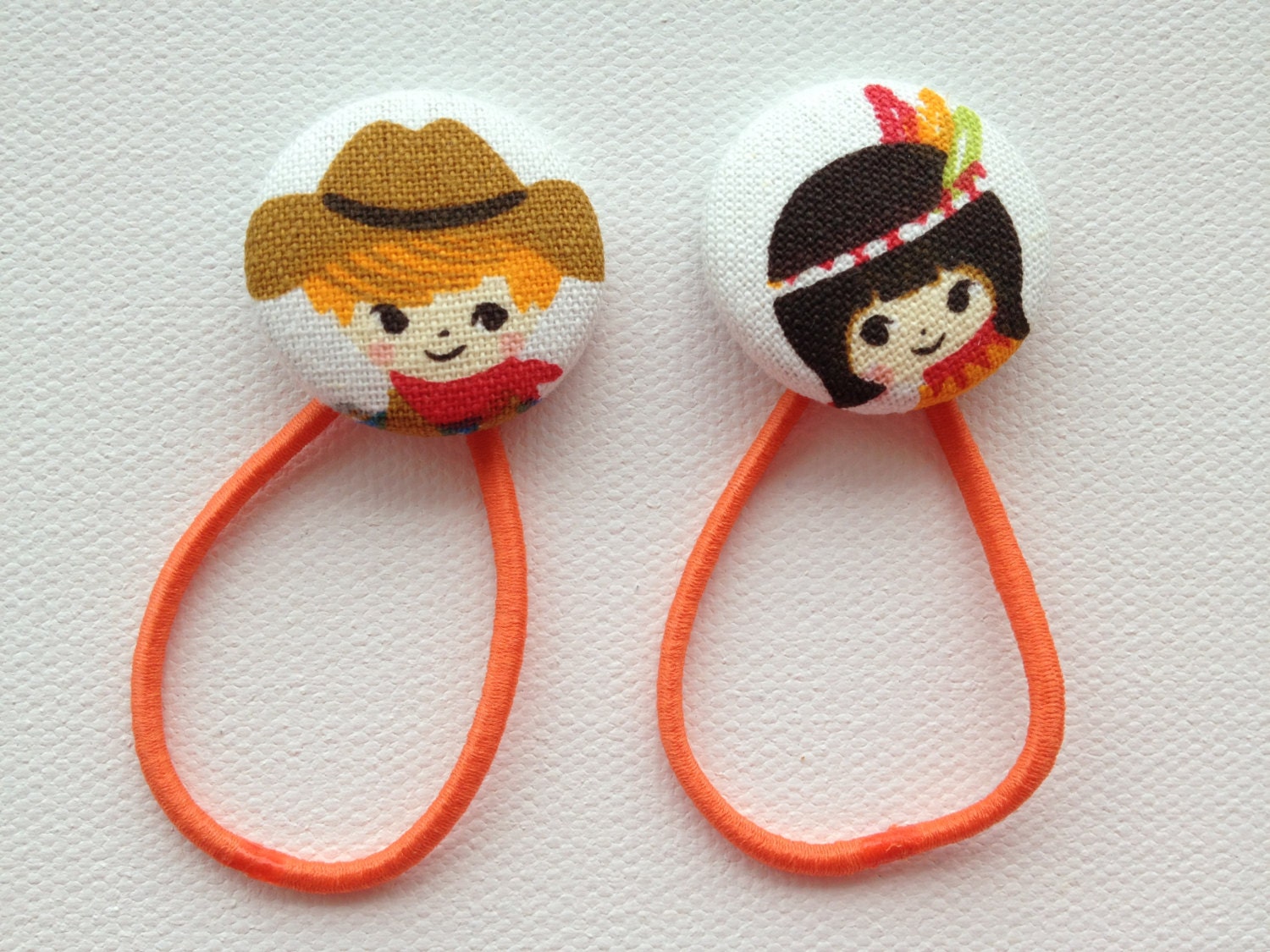 10% OFF Code. Children - Fabric Button Hair Elastics, Hair Ties, Ponytail Holders, girl hair accessories, Ponytail holder set, fabric button