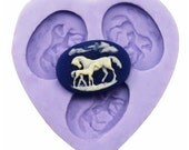 3-Cavity Horse Polymer Clay Mold Flexible Silicone Mould For Handmade Soap Candle Candy Cake Fimo Resin Crafts F0117