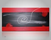 Unique modern art painting: "be" - abstract artwork -contemporary wall decoration - acrylics - design - office- home-decor,red,black