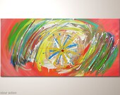 Unique modern art painting: "Colour action" - abstract artwork -contemporary wall decoration- design - office- home-decor,red,colorful