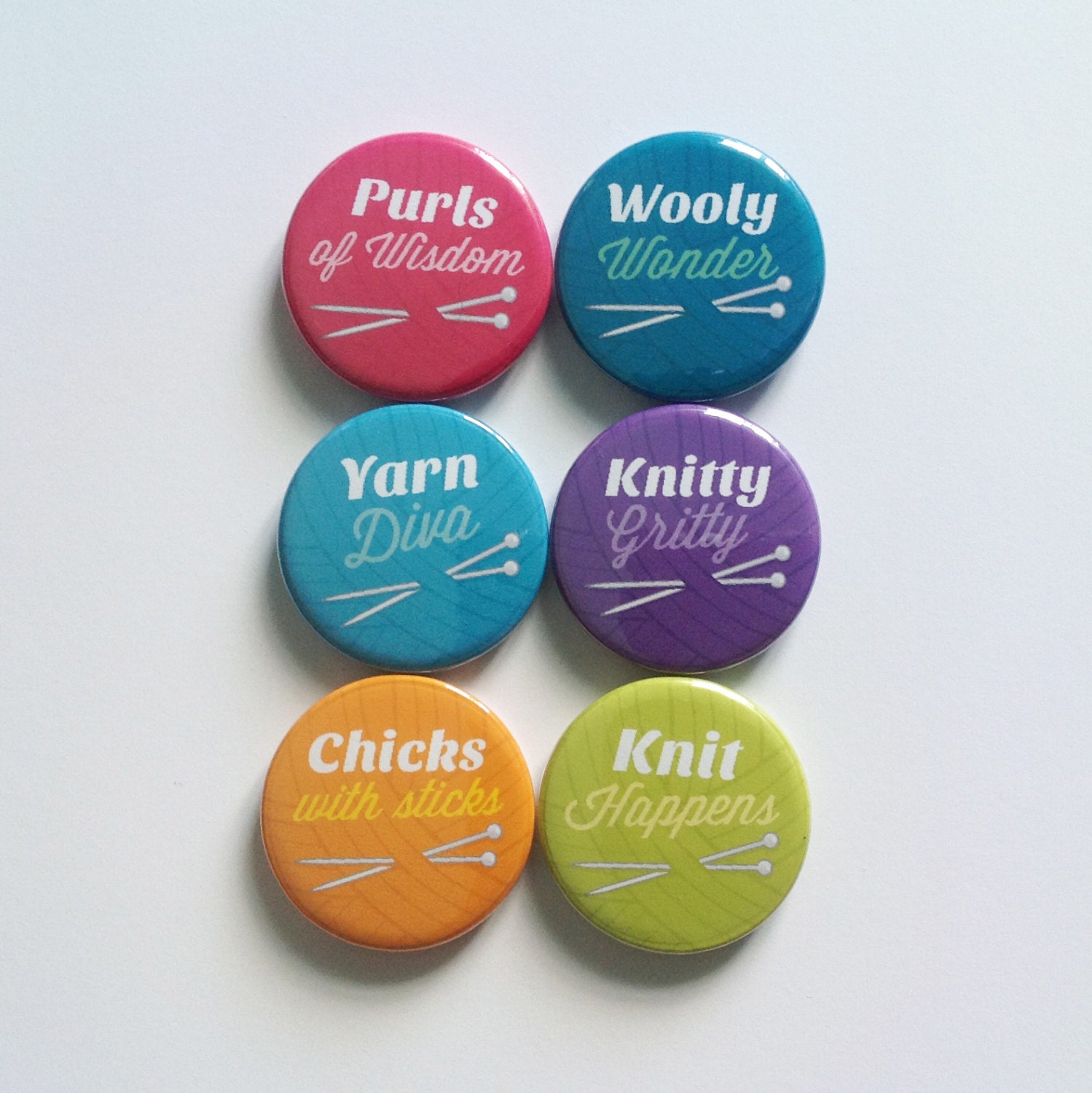 Knitting Puns - Pinback Button 6 Pack