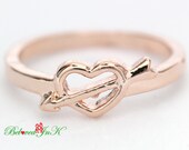 Love Heart Ring, Unique Ring, Rose Gold  Ring, Small Ring, Simple Ring, Cute Ring