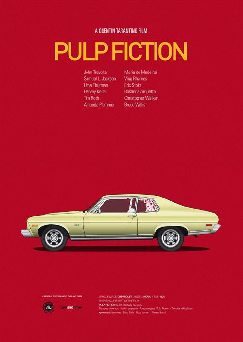 Pulp Fiction movie print, poster A4 Cars And Films