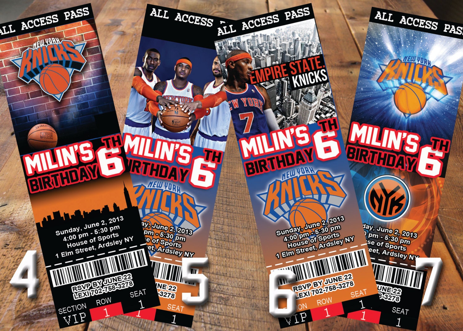 New York Knicks NBA Invitations - Ticket basketball Pick Any Team in NBA New York City