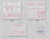 Square Pink and Gray Typewriter Wedding Invitation - "Best Friends 002"