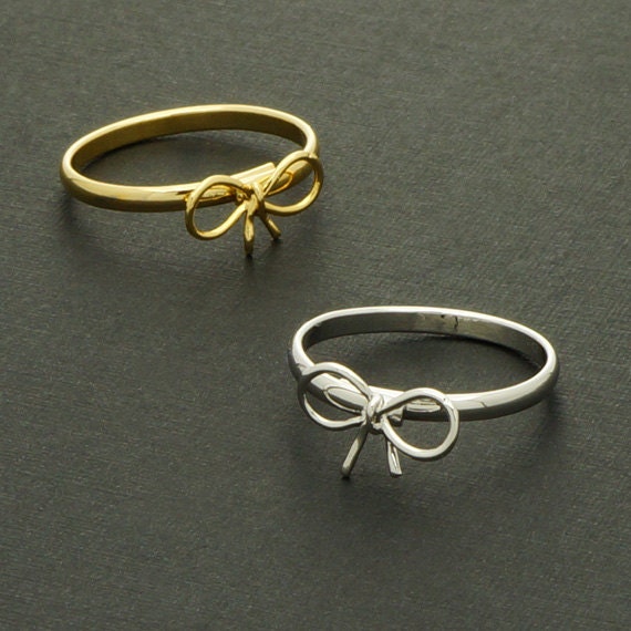 Knot Ribbon Ring / Silver, Gold / Adjustable Ring / R035
