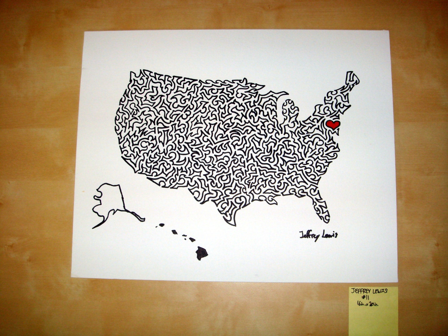 Heart in Washington DC, United States of America Silhouette, State Line Art, Black, (16in. x 20in.) (11)