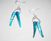 Large Electric Blue Pearl Shell Tooth Earrings/Cute Shell Earrings/Natural geometric earrings/ Tribal earrings/ mod earring