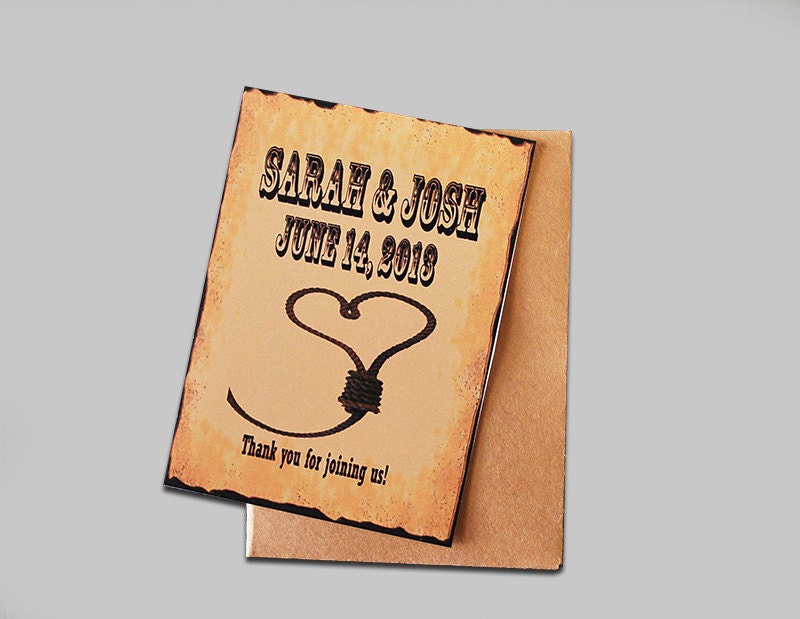 10 Miniature Note Cards-Paper Goods-Personalized Wedding Favors-Guest Thank you Cards-Rustic Wild West Theme Stationery