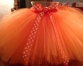 GIRLS TUTU SKIRT Orange Polka Dot Bow Size 4/5 Toddler