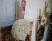 Clothespin Magnet Picture Holder - Lace Flower - Wedding Picture Display - Shower Gift - Refrigerator Magnet