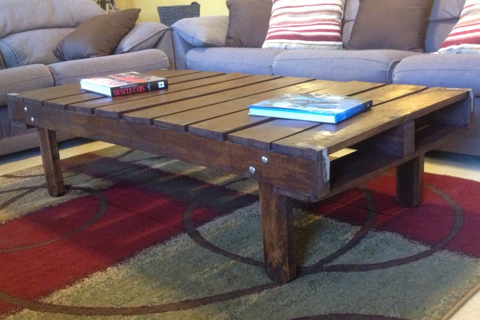 Unique Rustic Pallet Coffee Table Dark Chestnut