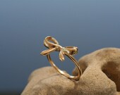 Papillon Ring 14k Yellow Gold Over Brass String Band Wrap Present Lanyard Wedding Jewelry Mom Gift Bowtie Ring Mothers Day SALE Infinity