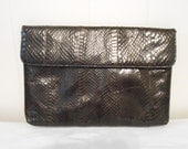 Lauren Alexandra over size black snakeskin clutch/handbag/shoulder bag/ purse
