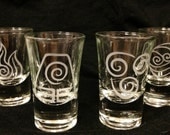 Avatar The Last Airbender Korra Bending Tribes Inspired Etched shot Glass Set of 4  Firebender EarthBender Waterbender