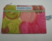 Abstract green/pink vintage cotton 'Painkiller Purse' - original fabric from 1950s/60s